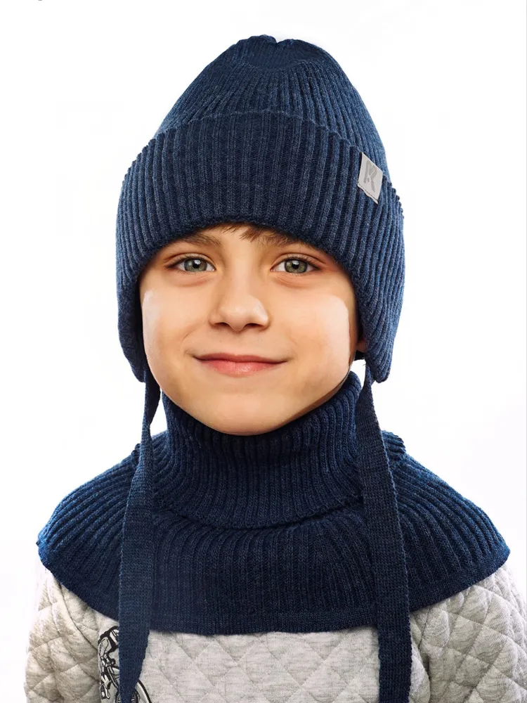 Шапка и снуд ПриКиндер U-Sp232987 Цвет: Джинса - фото 1
