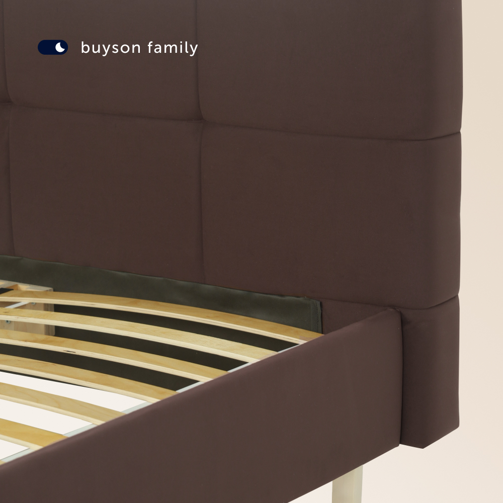 Двуспальная кровать buyson BuyGlory 200х160 коричневая микровелюр - фото 9
