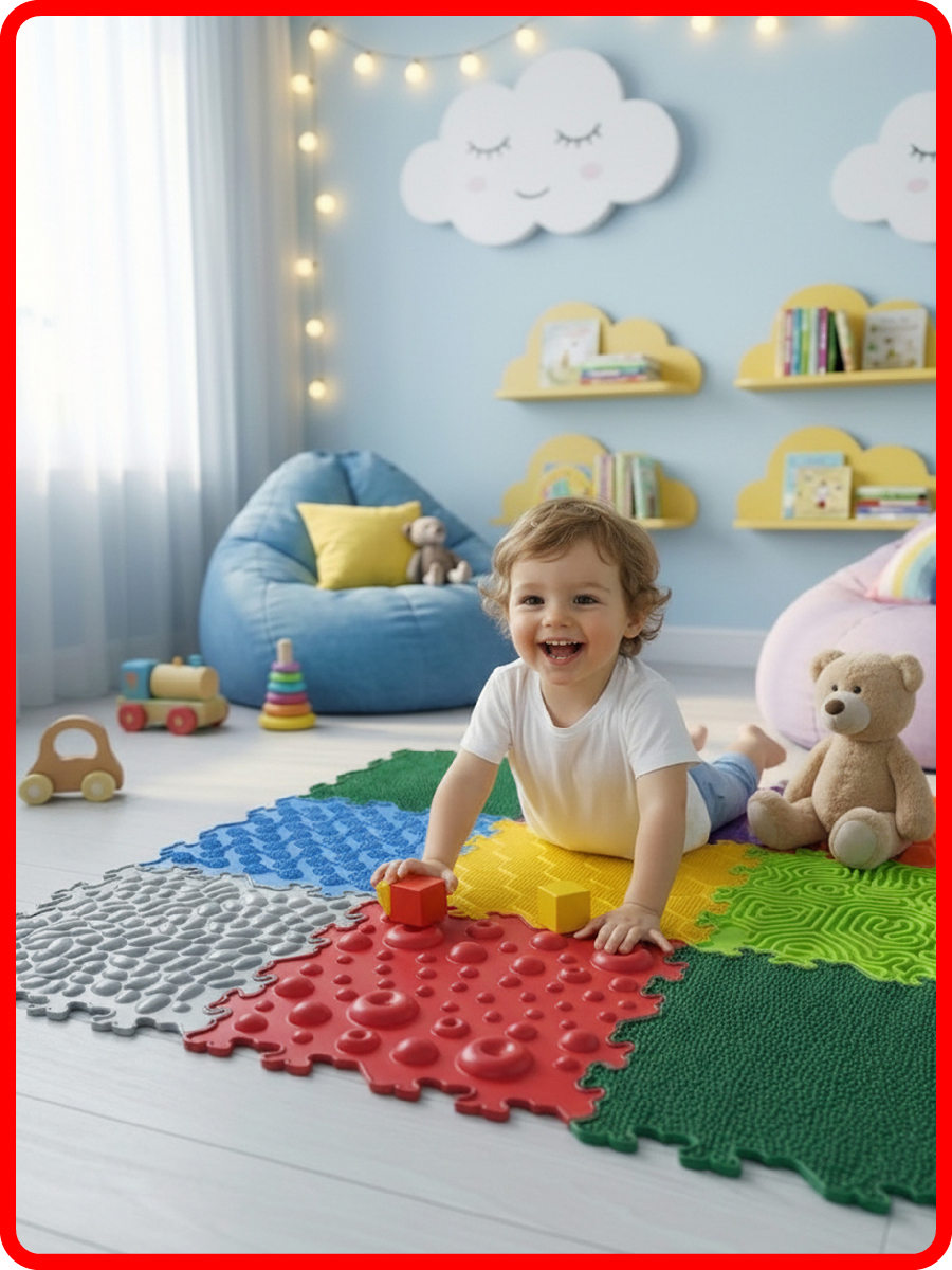 Детский развивающий коврик пазл SPORTO.ONE, Яркий день 9 модулей - для игр и активного отдыха - фото 18
