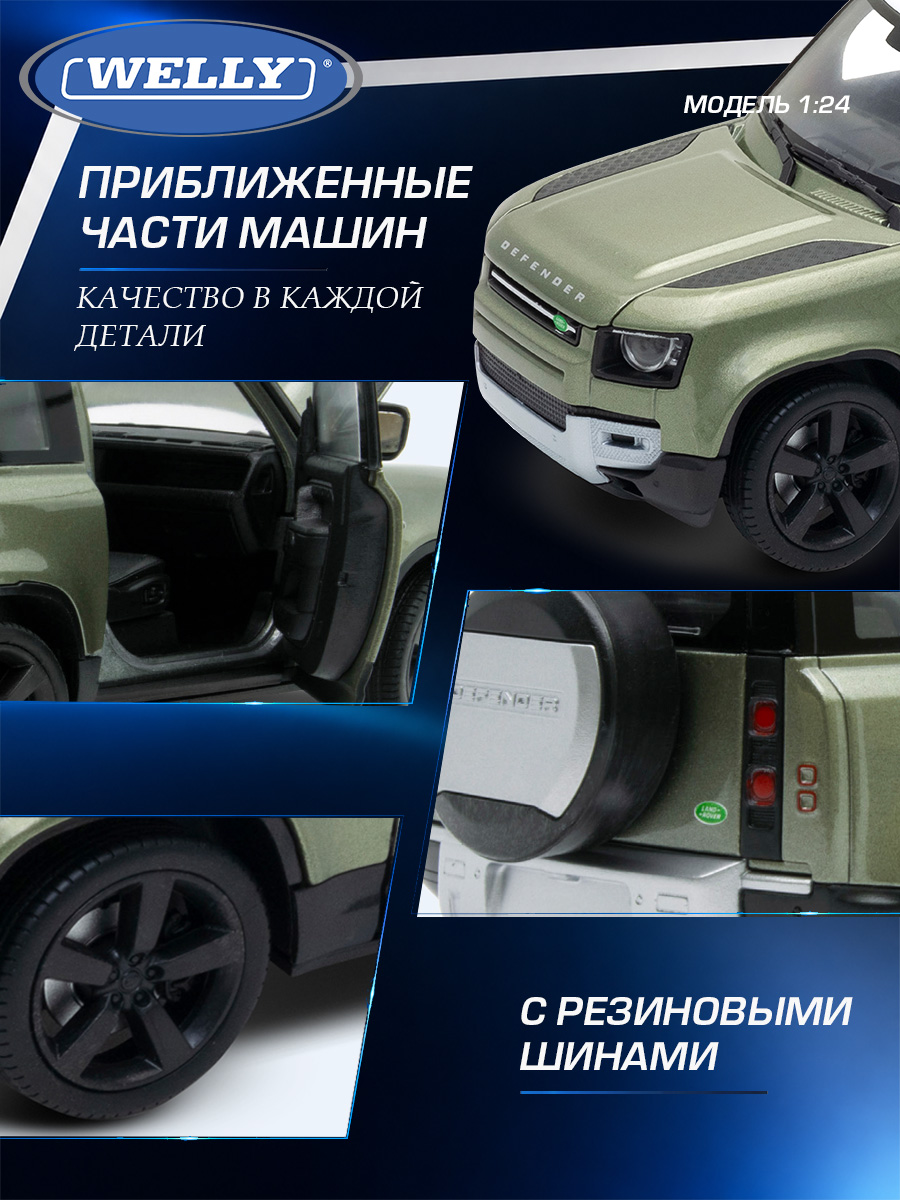 Автомобиль Welly Land Rover 2020 Ленд Ровер Дефендер 1:24 WL_24110W - фото 7