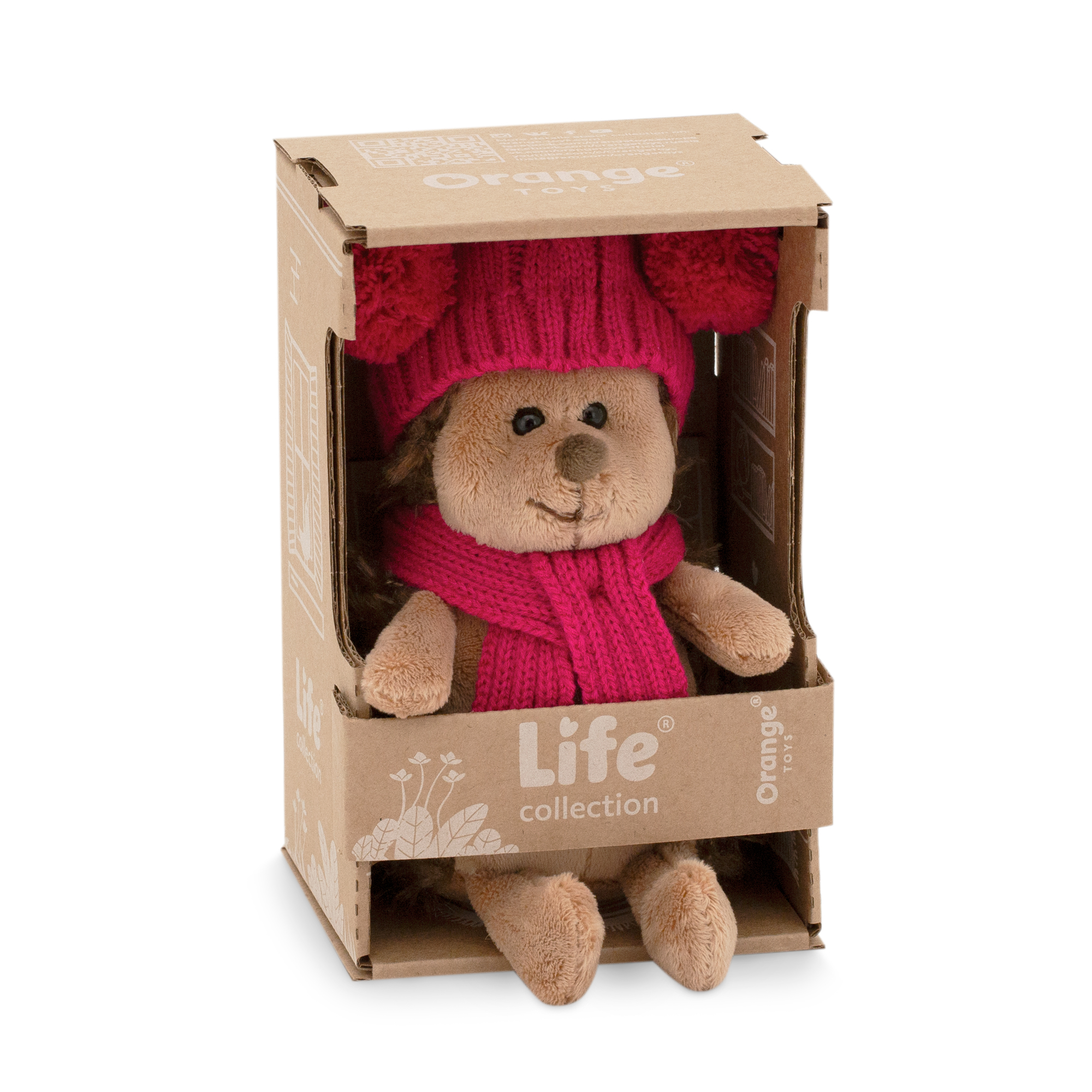 Мягкая игрушка Orange Toys Ежинка Колючка в шапке с двумя помпонами 15 см - фото 2