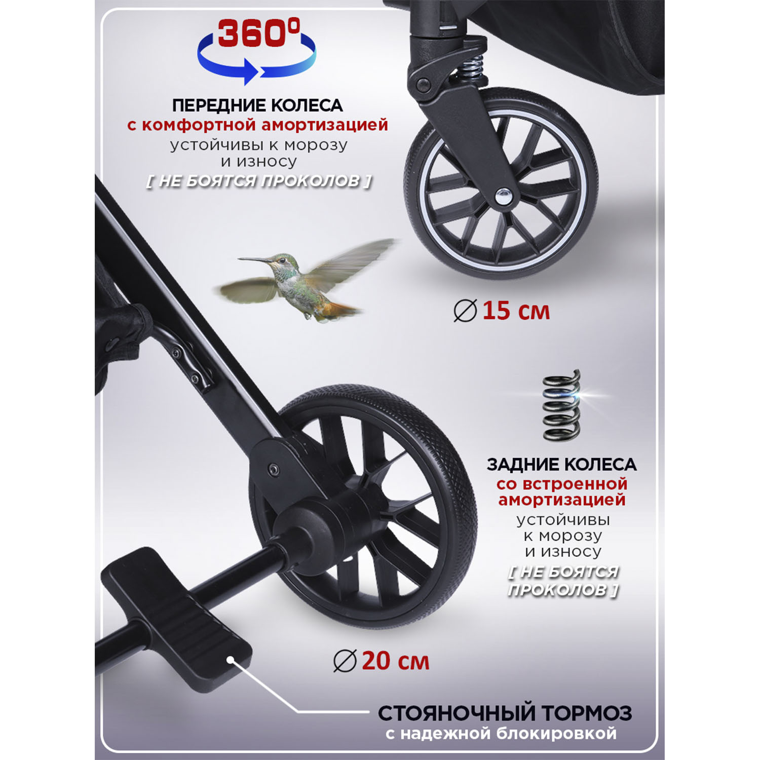 Коляска прогулочная BabyCare Q'bit черный черный - фото 6