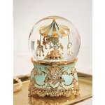 Стеклянный снежный шар Glassglobe Бирюзовая карусель