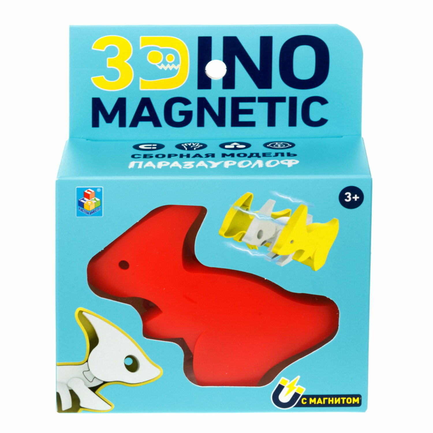 Конструктор 1TOY Magnetic Динозавр Паразауролоф магнитный 3 дет. - фото 1