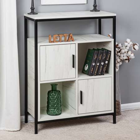Комод стеллаж LETTA Frame Цвет Дуб Крафт Белый Черный металл 700х910х300