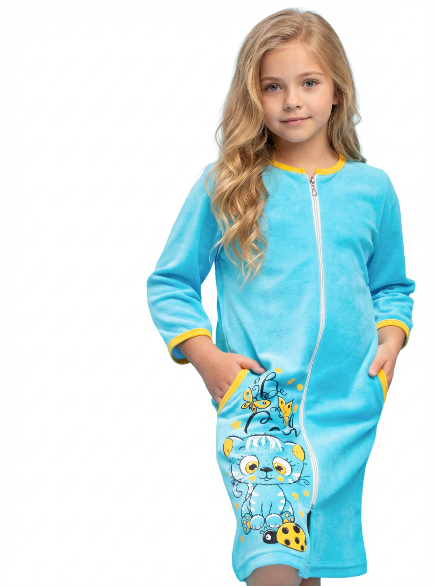 Халат TOTEMFOX 831В2F/бирюзовыйКотик - фото 1