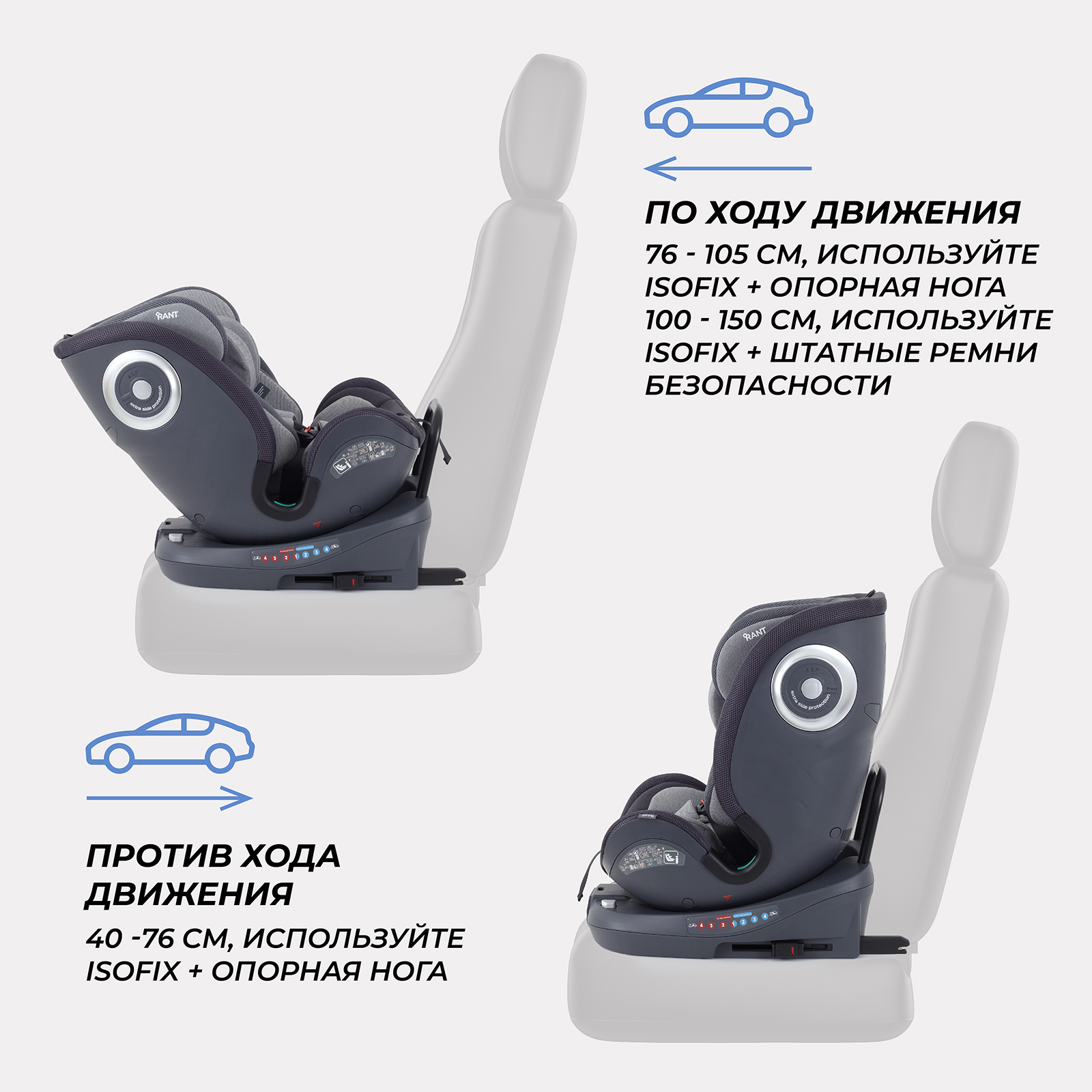Автокресло Rant MultiFix Grey Isofix 0+/1/2/3 (0-36 кг) серый - фото 6