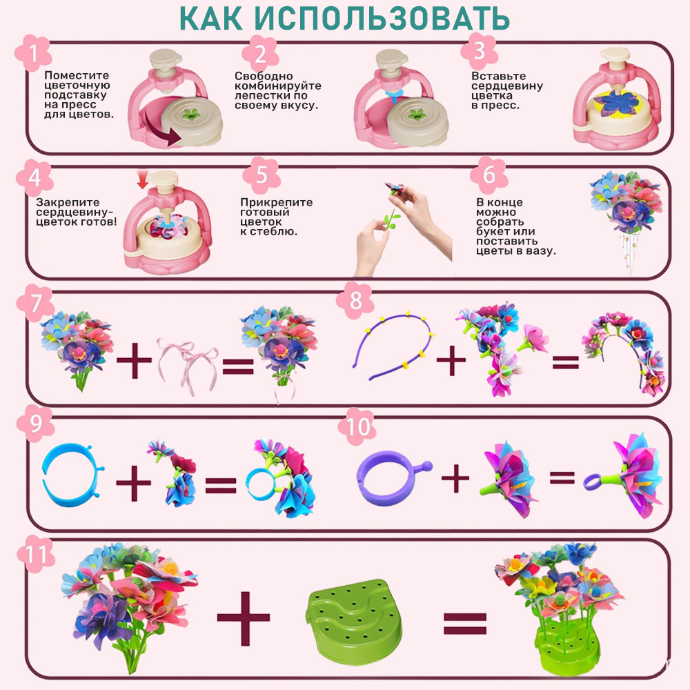 Набор для творчества TIPTOPOLIS Цветы из ткани 273 дет - фото 3