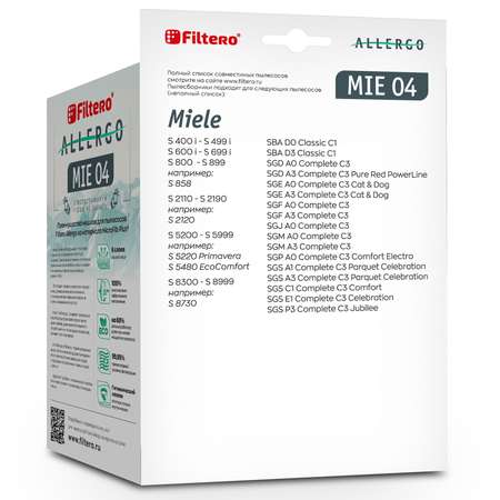 Пылесборники Filtero MIE 04 синтетические Allergo 4 шт