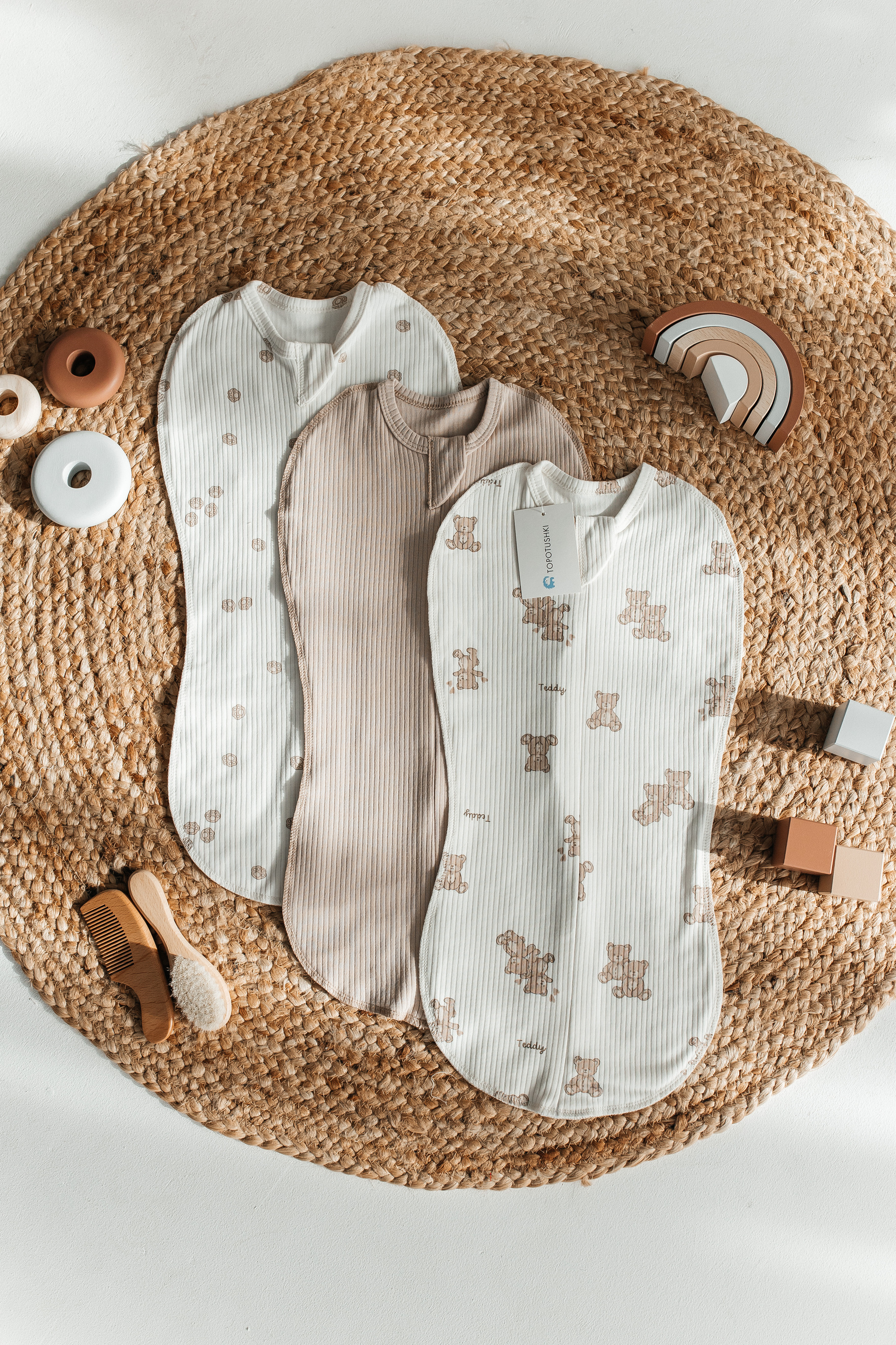 Конверт пеленальный (кокон) TOPOTUSHKI бежевый - фото 1