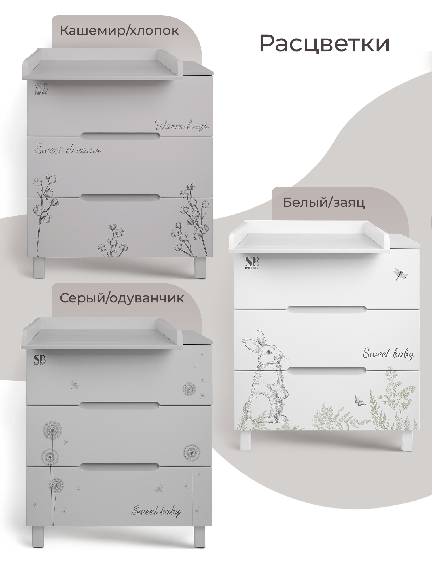 Комод пеленальный Sweet Baby Arte (серый) - фото 10