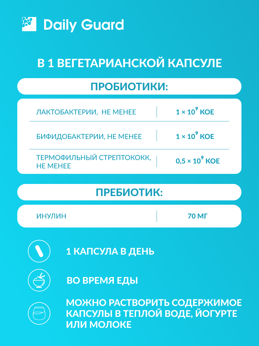 Daily Guard пробиотик ФОРТЕ Daily Guard Лактобактерии + бифидобактерии + инулин. - фото 10