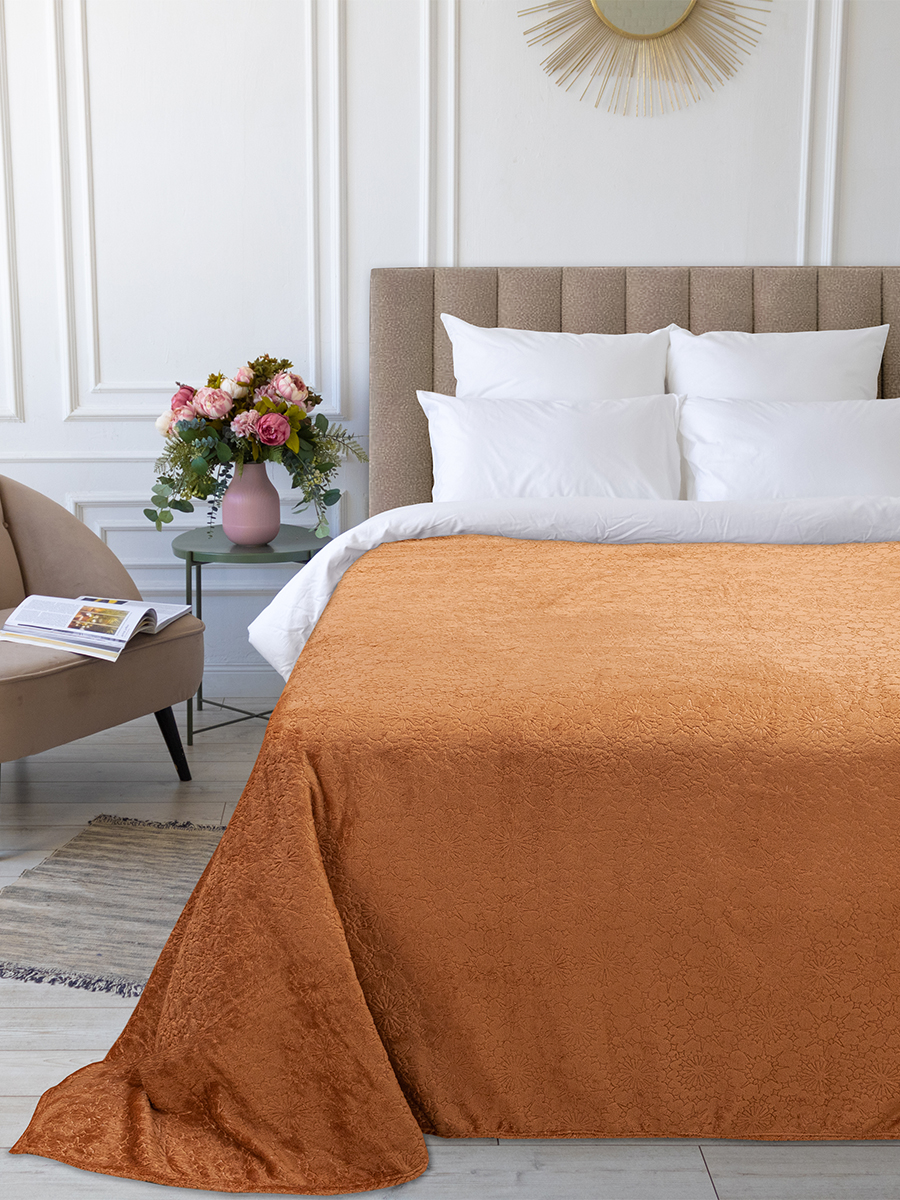 Покрывало BRAVO с тиснением бежевый 150 x 200 см велсофт - фото 1