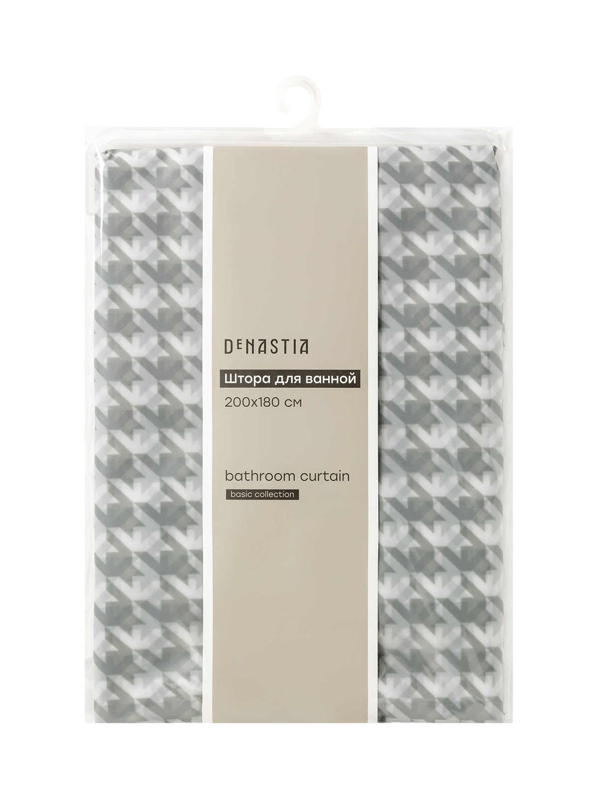 Шторка для ванной и душа DeNASTIA гусиные лапки 180x200 см ПЕВА серый S000134 - фото 4