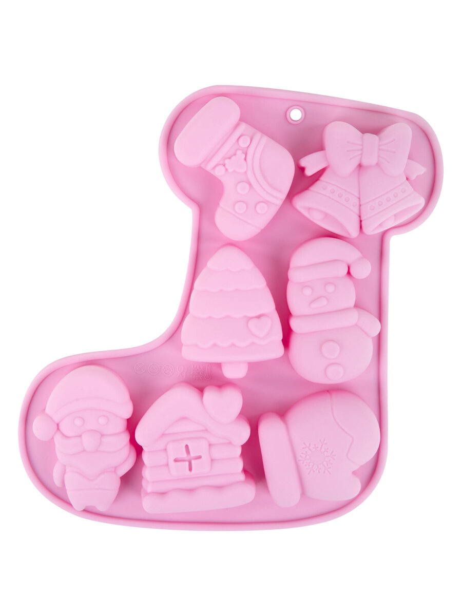 Форма для выпечки Золотая сказка формочки для льда и запекания новогодние силиконовые 7 ячеек - фото 7