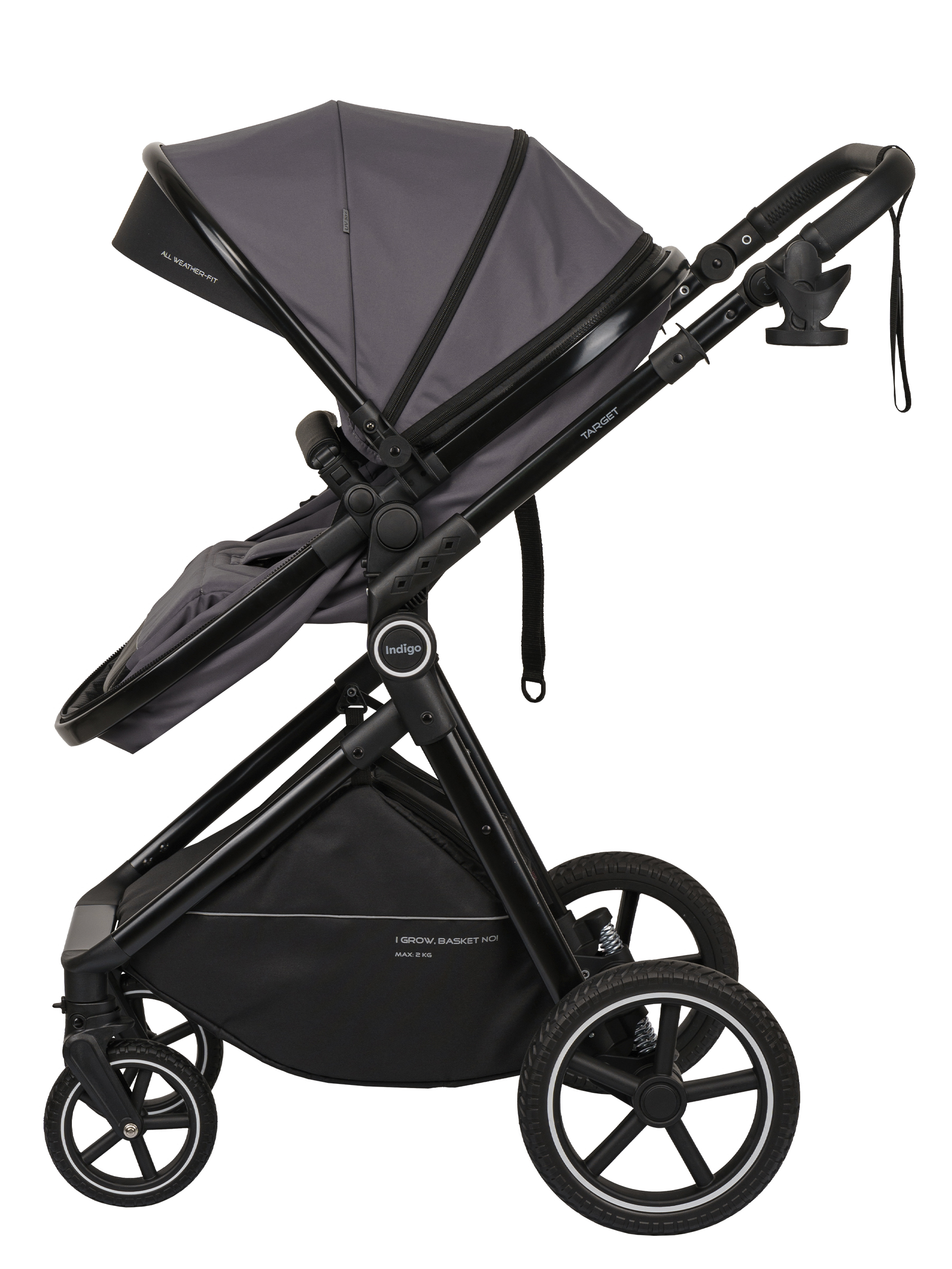 Коляска трансформер Indigo TARGET 3в1 серый - фото 25