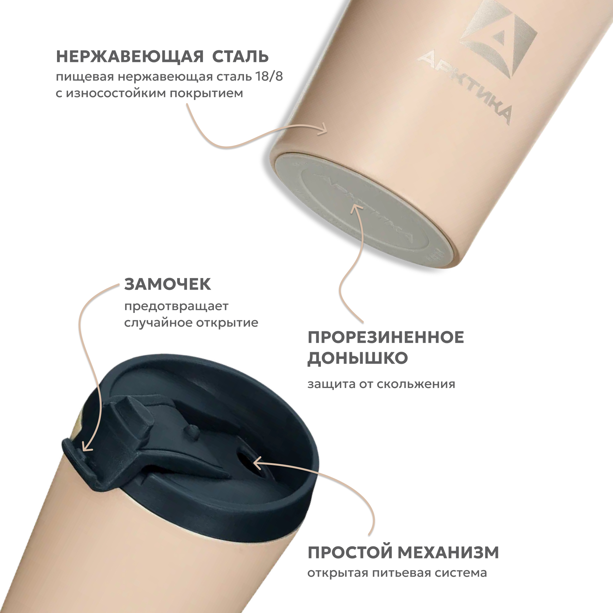 Термокружка Арктика 716-360 песок - фото 4