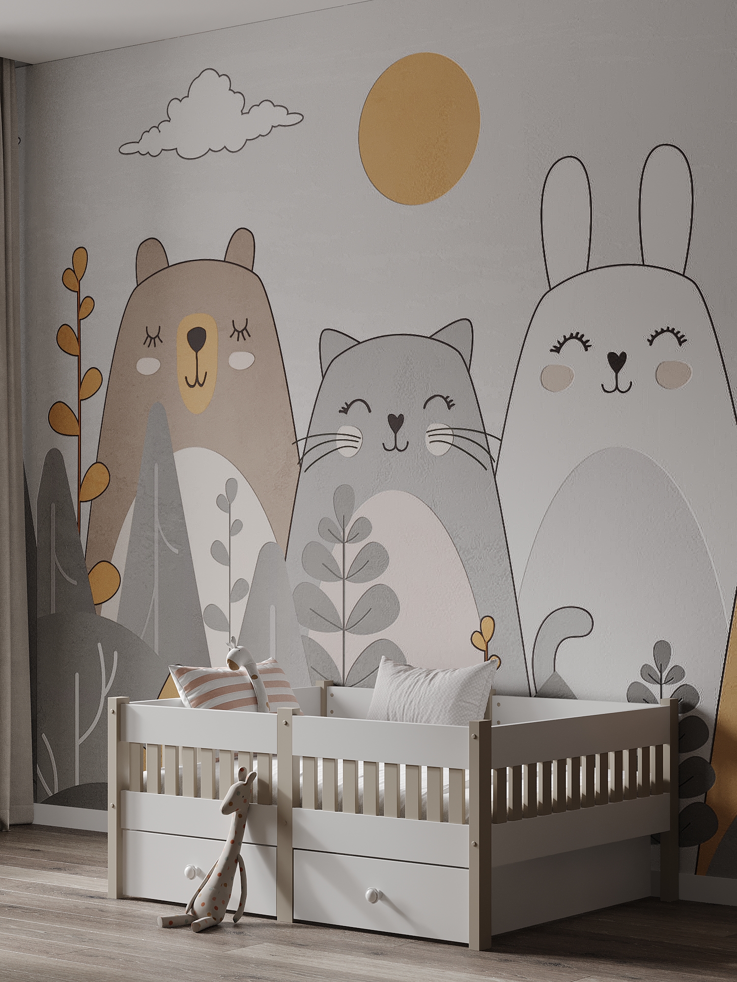 Кровать Moms charm Бортики (белый, бежевый) - фото 15