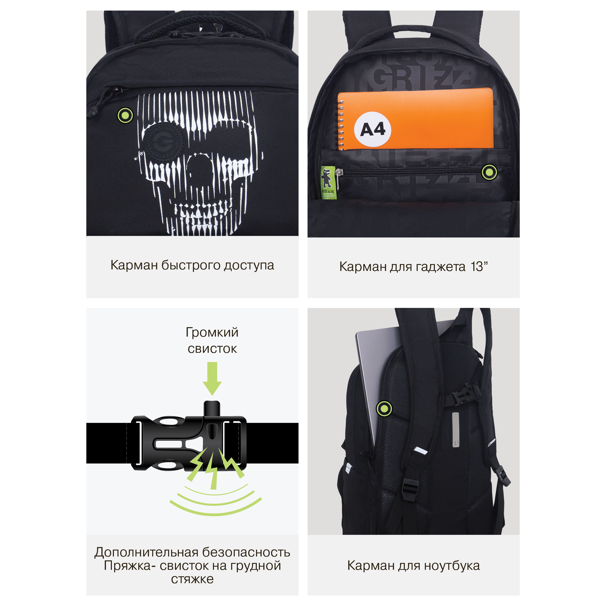 Рюкзак Grizzly Скелет - фото 13