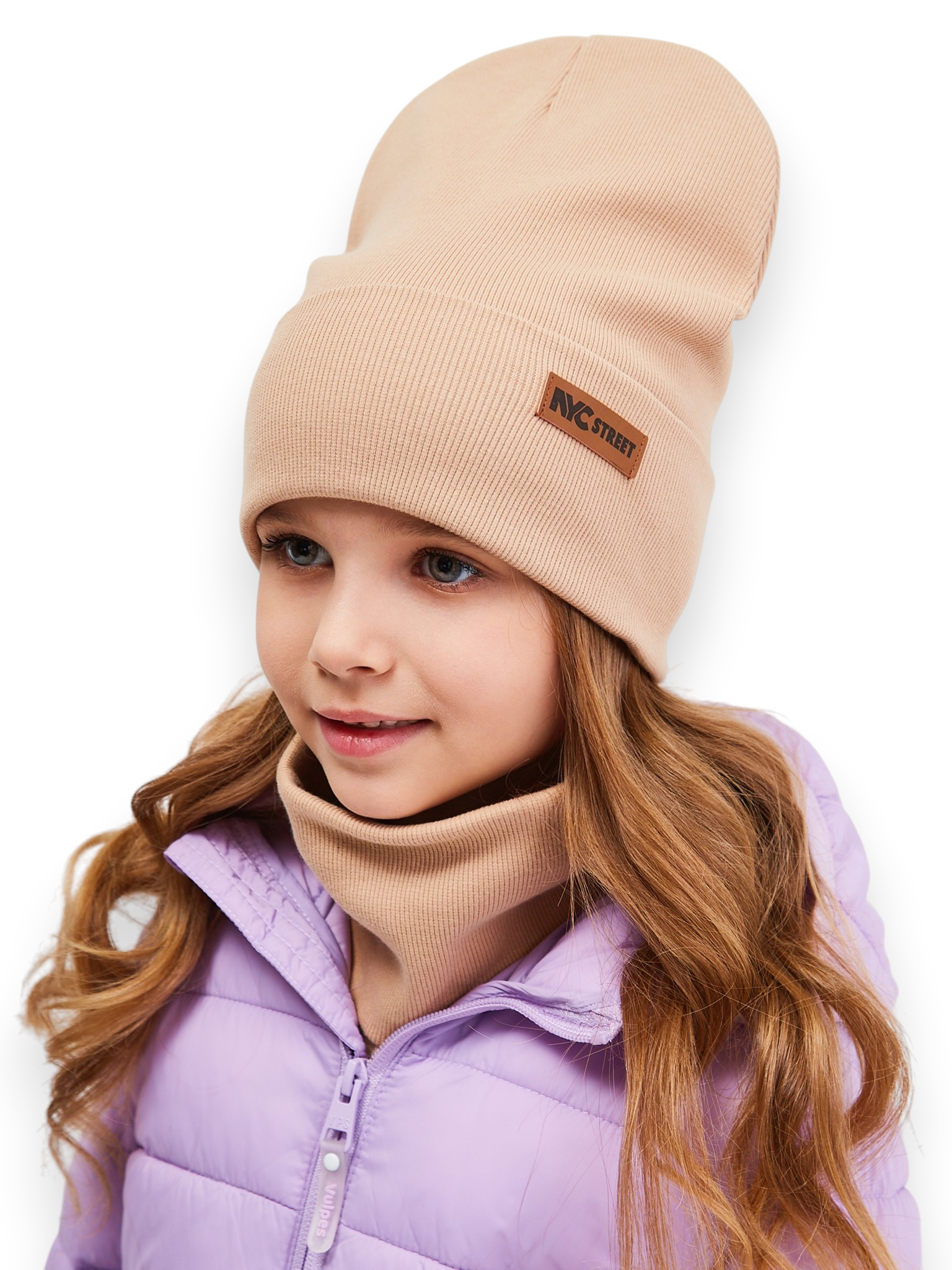 Шапка и снуд NYCkids NYC-H-70-KashOtvG-caramel - фото 1