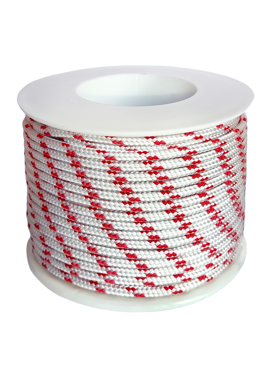 Шнур полиамидный Solaris на катушке 4 мм х 25 м, Белый, с красной маркировочной нитью - фото 1