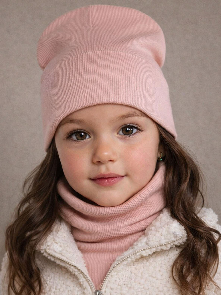 Шапка и снуд ПриКиндер U-Sp24554 Цвет: Пудра - фото 1