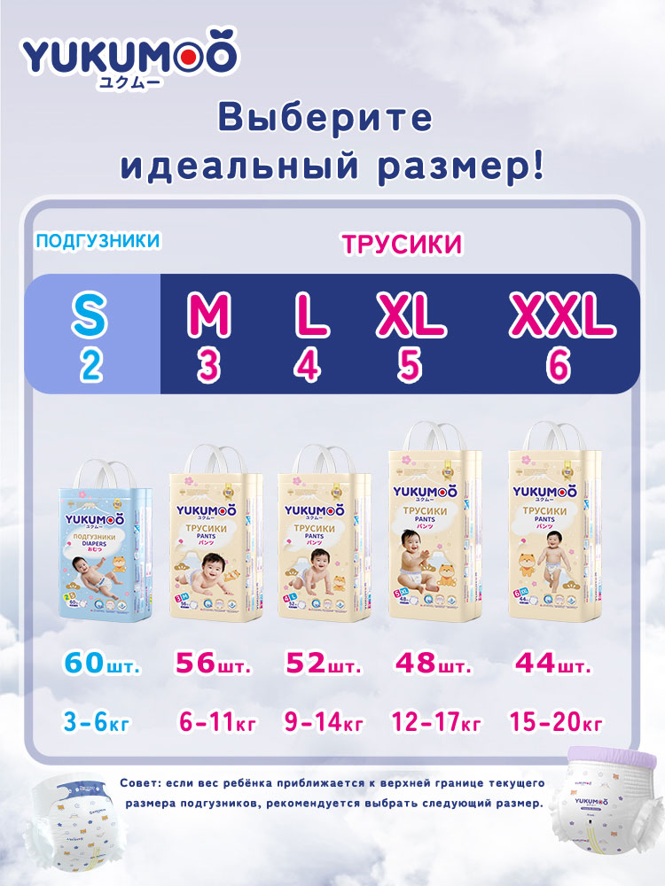 Трусики YUKUMOO ночные M (6-11 кг) 56 шт. - фото 11