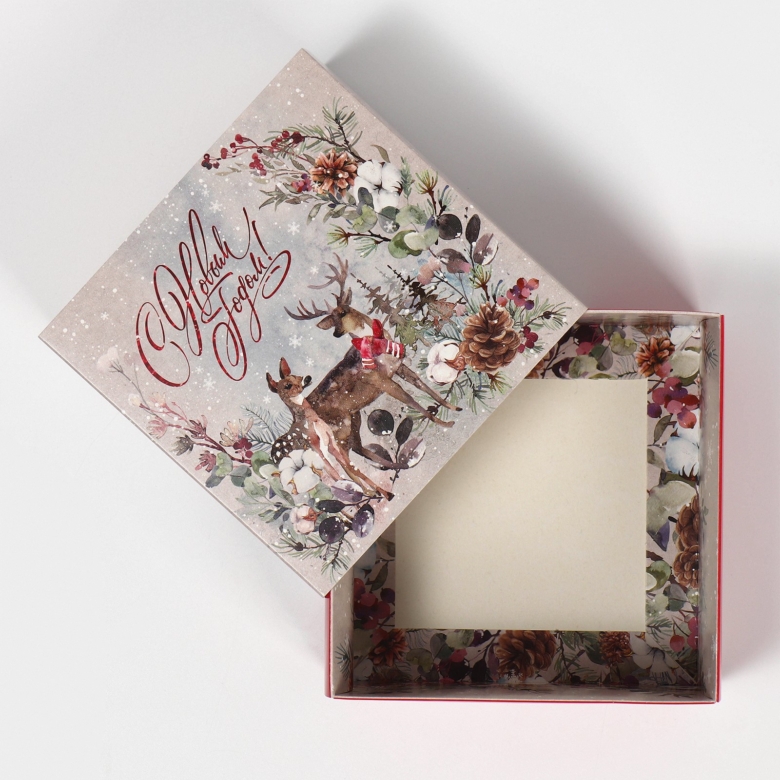 Коробка Дарите Счастье сборная «Новогодняя акварель». 14×14×8 см - фото 4