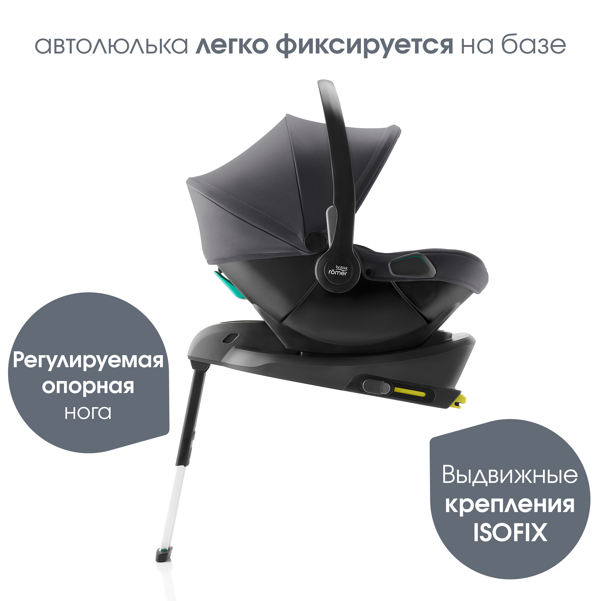 Автокресло Britax Roemer Baby-Safe Midnight Grey Isofix 0 (0 -13 кг) серый - фото 6