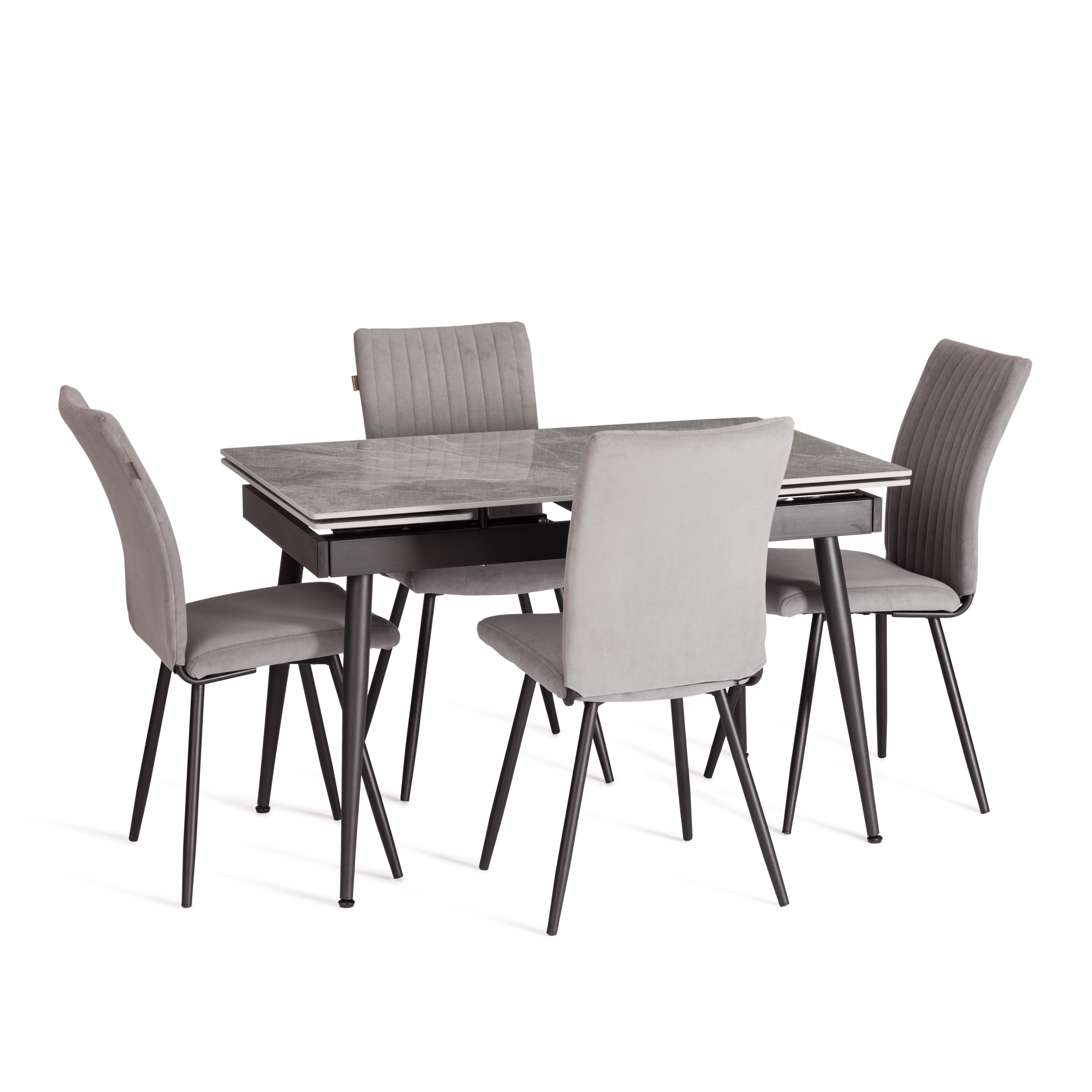 Стул TETCHAIR велюр серый/черный 1 шт. - фото 3