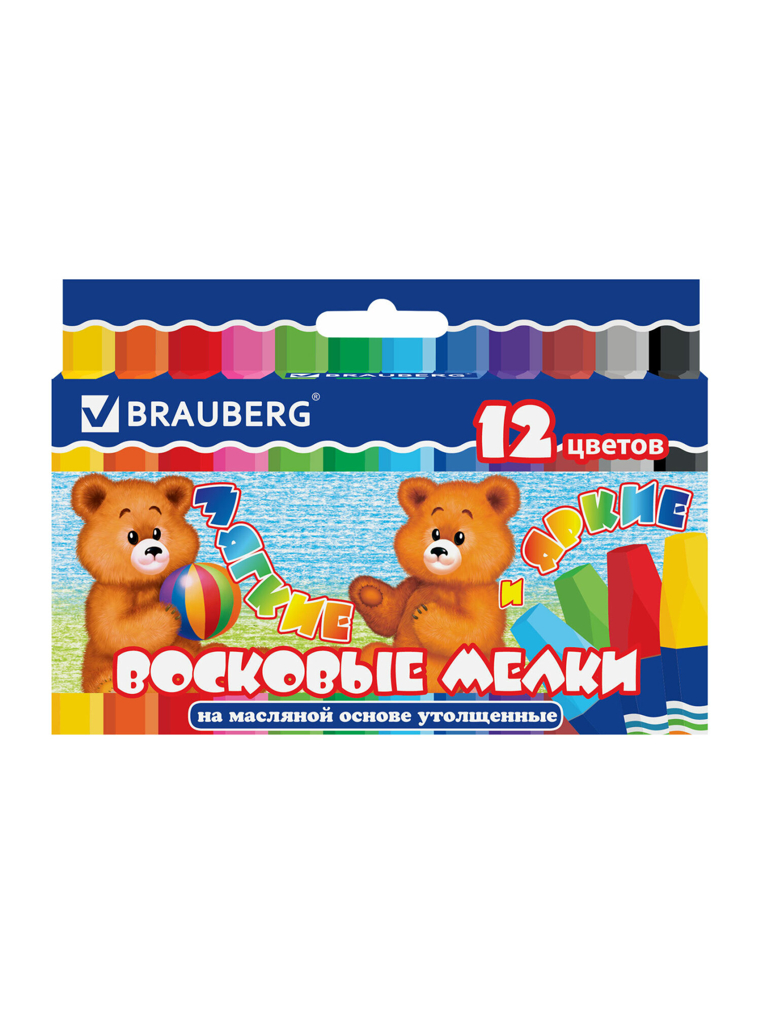 Восковые мелки Brauberg 12 шт. - фото 8