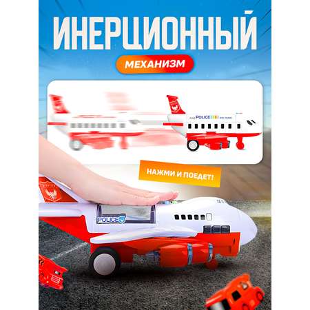 Парковка SHARKTOYS самолет пожарный кран + 3 авто