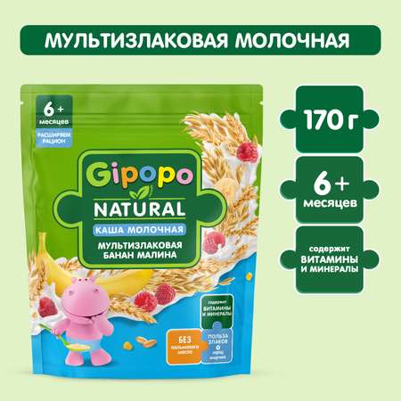 Каша Gipopo молочная мультизлаковая банан малина 170г с 6 месяцев