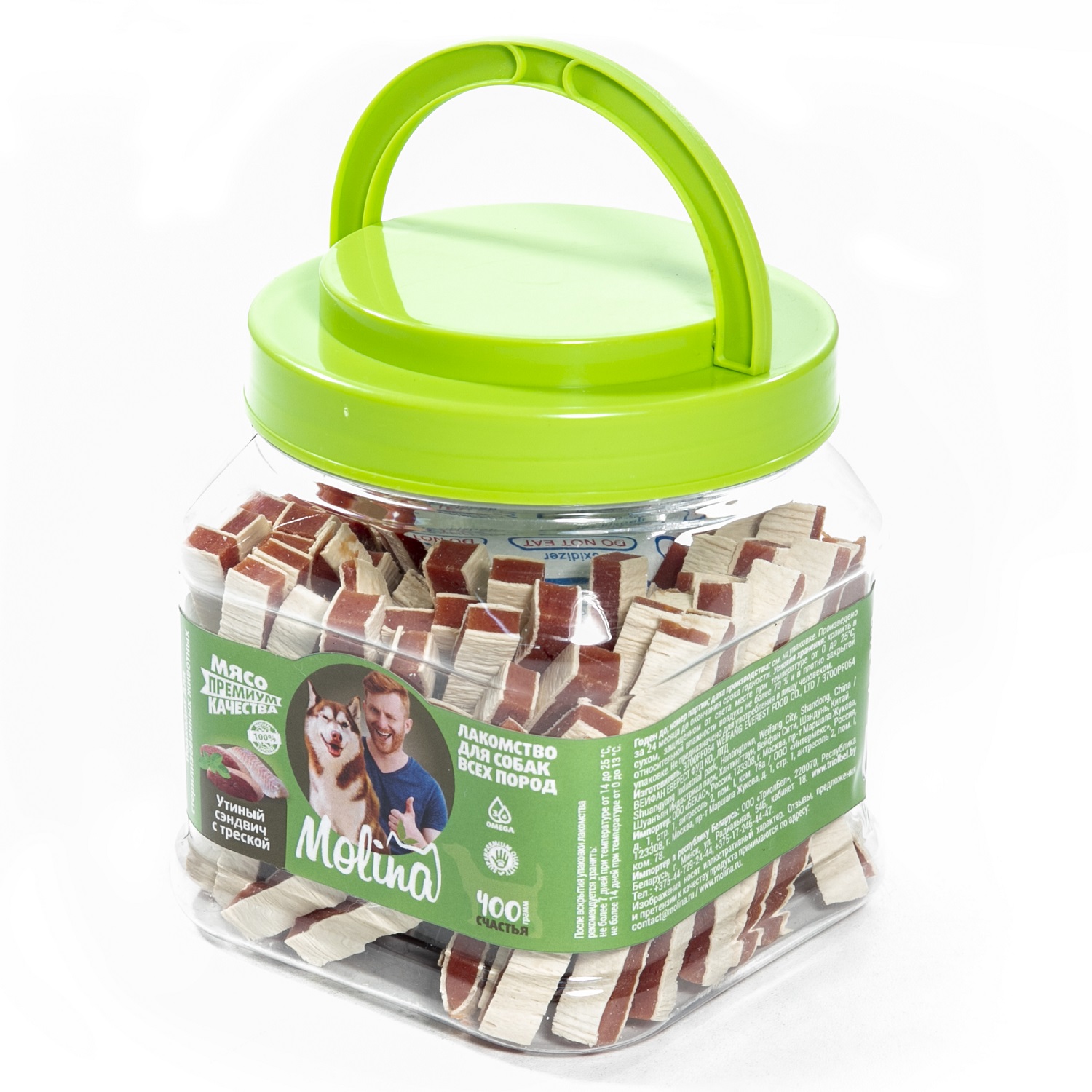 Лакомство для собак Molina Утиный сэндвич с треской 400г - фото 3