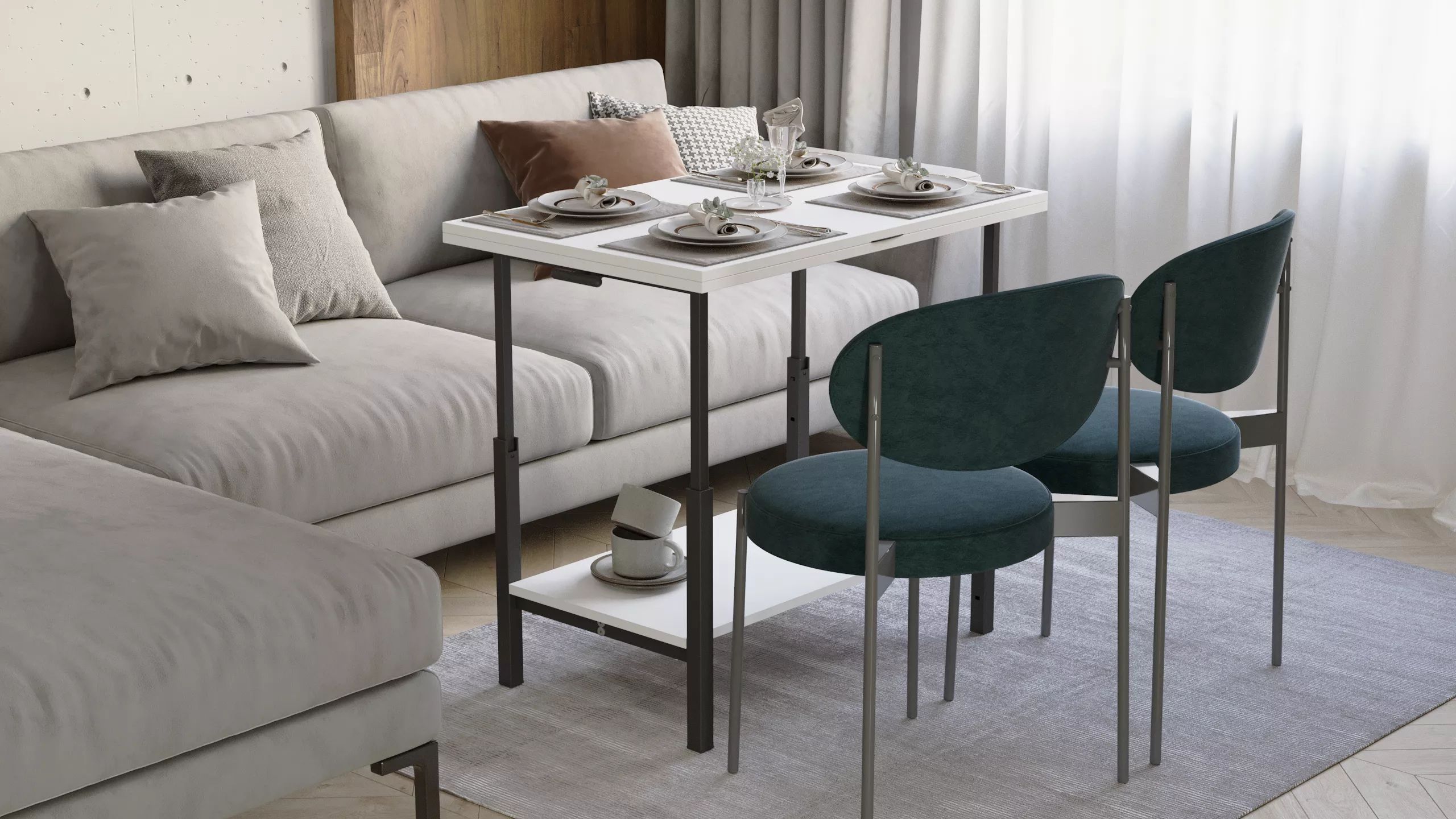 Стол-трансформер КАЛИФОРНИЯ МЕБЕЛЬ Мидж ЛДСП белый - фото 7