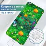 Коврик для ванной детский VILINA противоскользящий с присосками 43х90 см. Рыбки