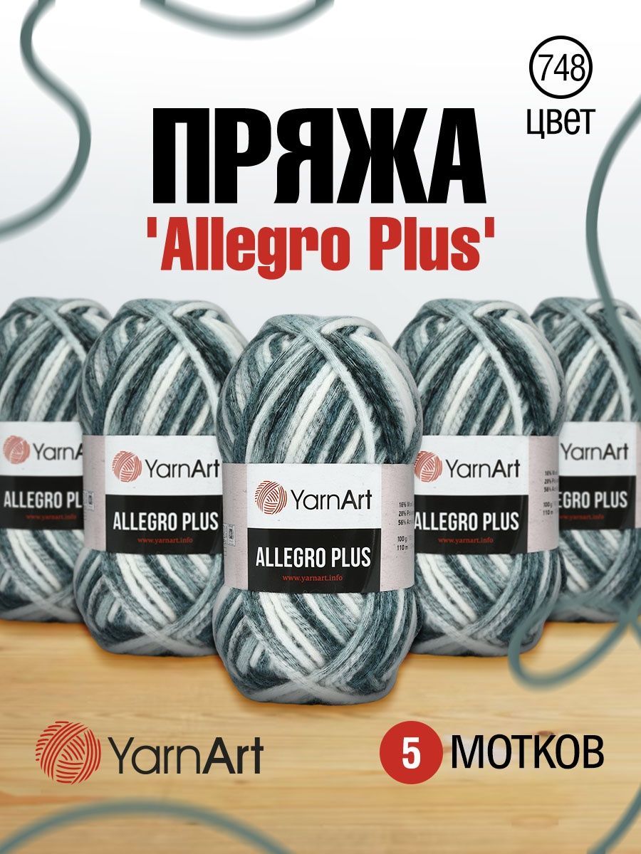Пряжа YarnArt Allegro Plus очень толстая 100 г 110 м 748 секционный 5 мотков - фото 1
