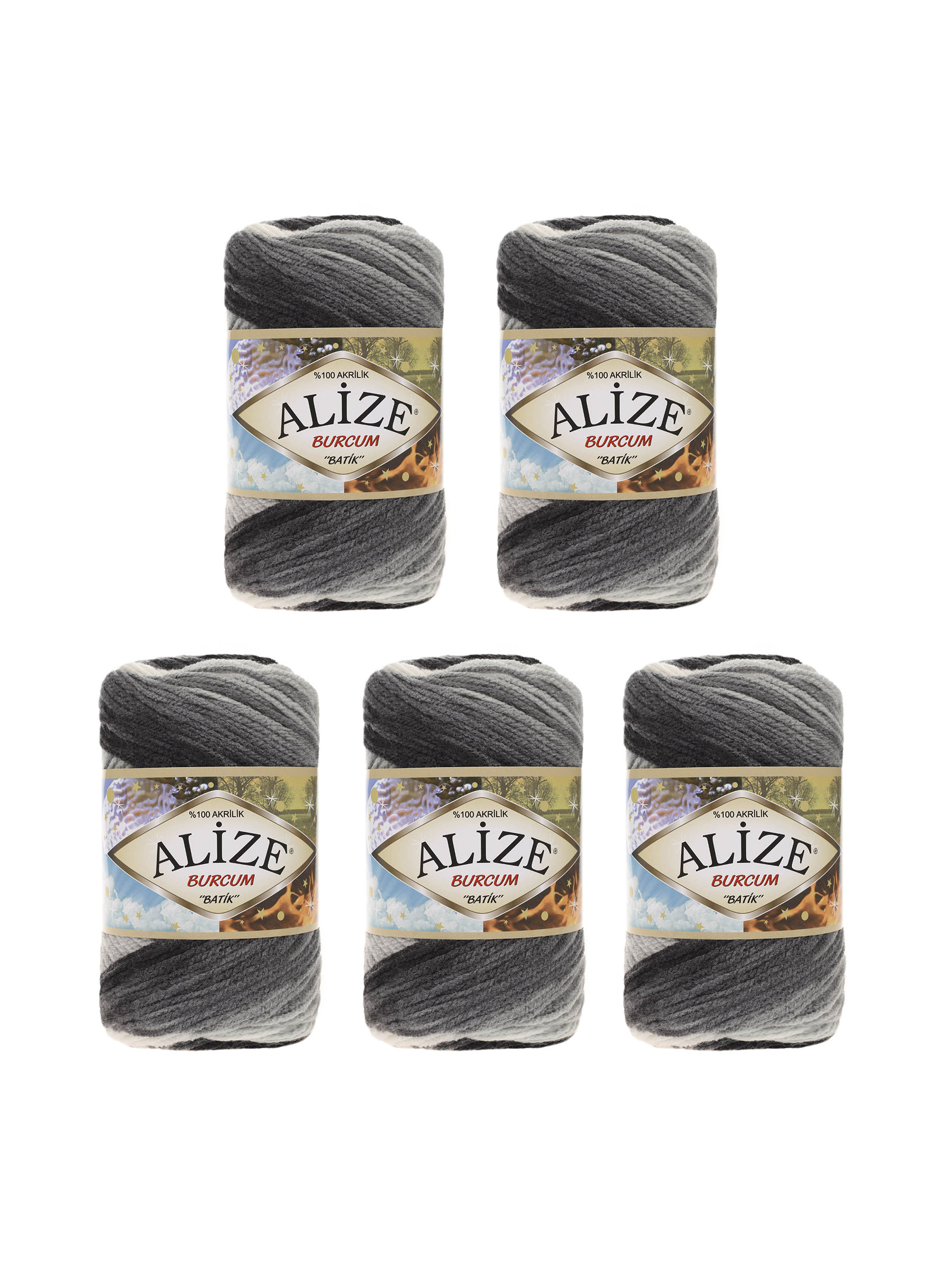 Пряжа Alize для вязания Burcum Batik 100 гр 210 м 5 мотков 1900 секционный - фото 6