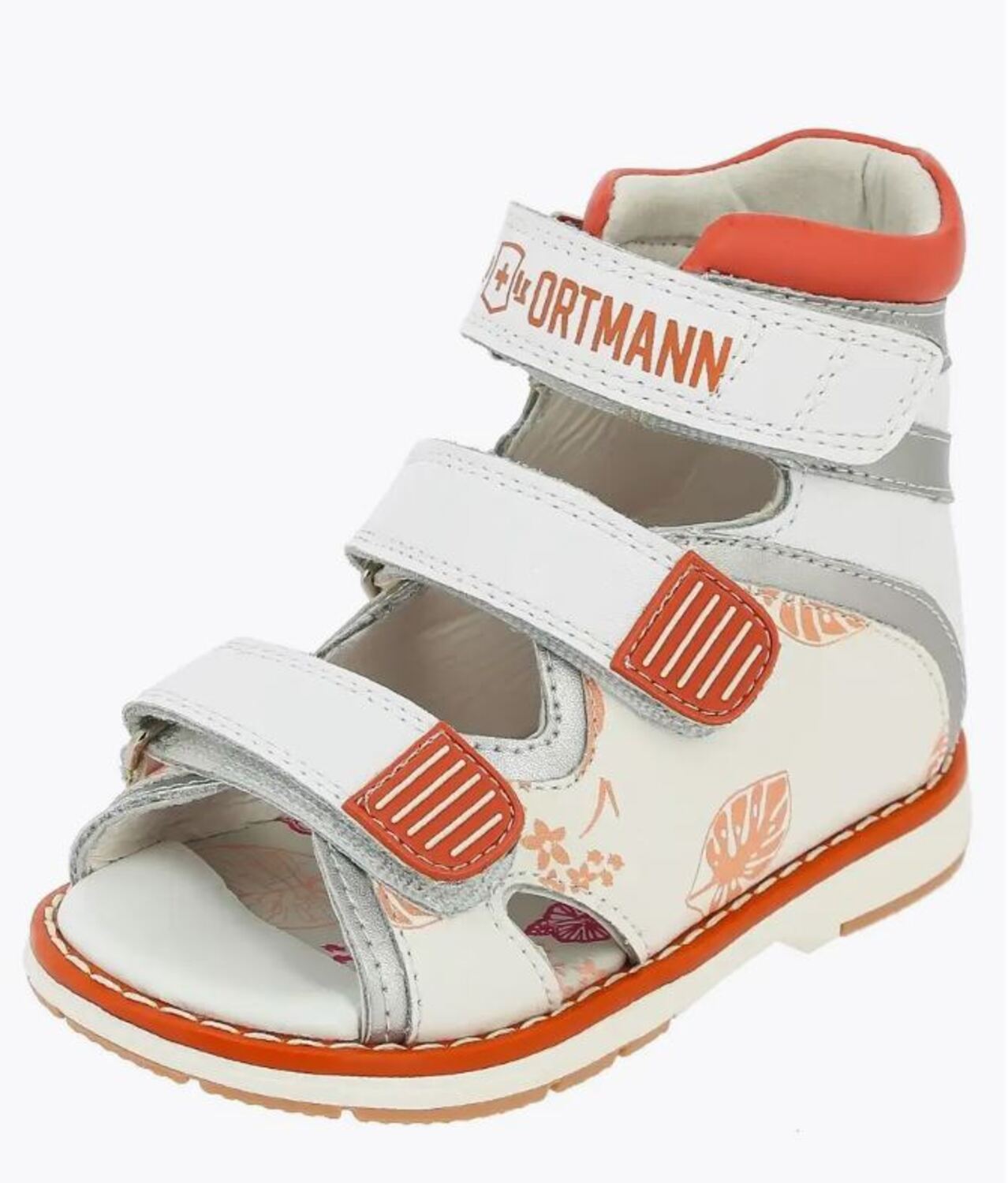 Сандалии ORTMANN kids 26.16 Sven белый с оранжевым принтом - фото 6