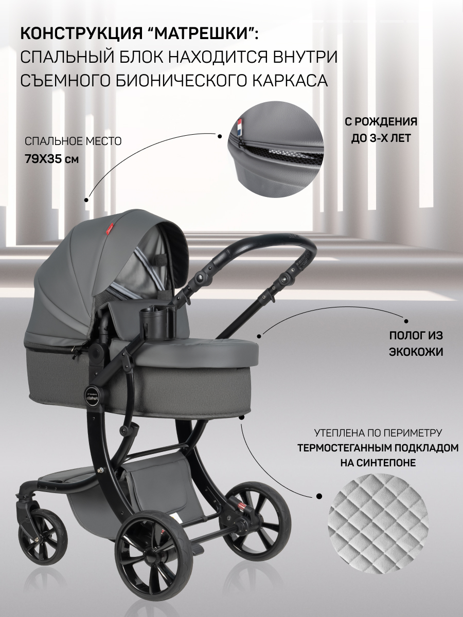 Коляска трансформер Aimile Pro серый - фото 2