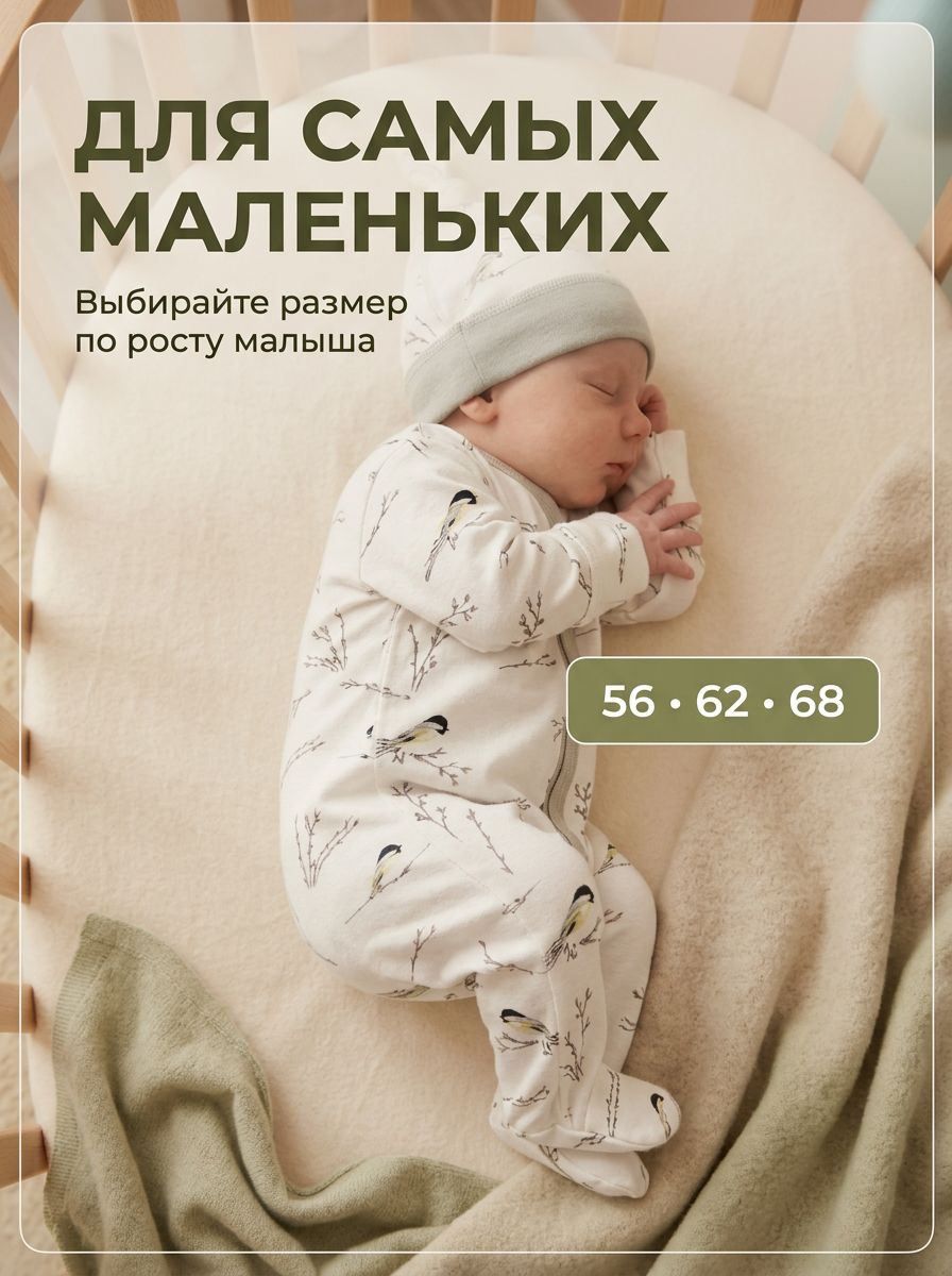 Комбинезон с шапочкой Milkymania 1094синички - фото 10