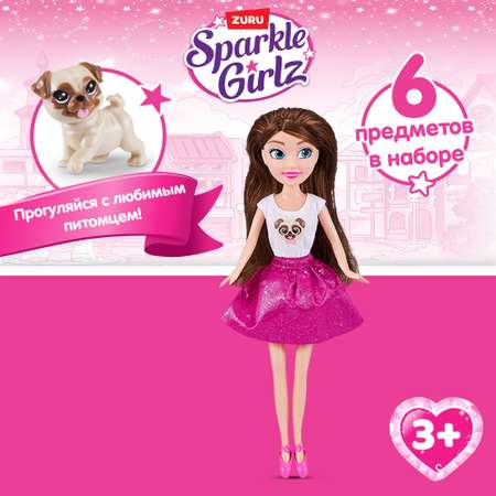 Кукла модельная Zuru Sparkle Girlz Прогулка с собакой