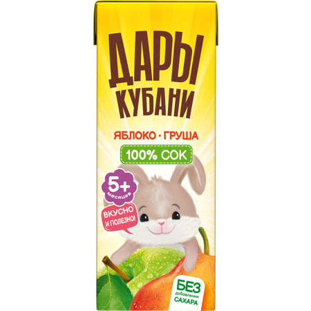 Сок Дары Кубани Яблоко-груша с 5 мес 0.2 л 15 шт.