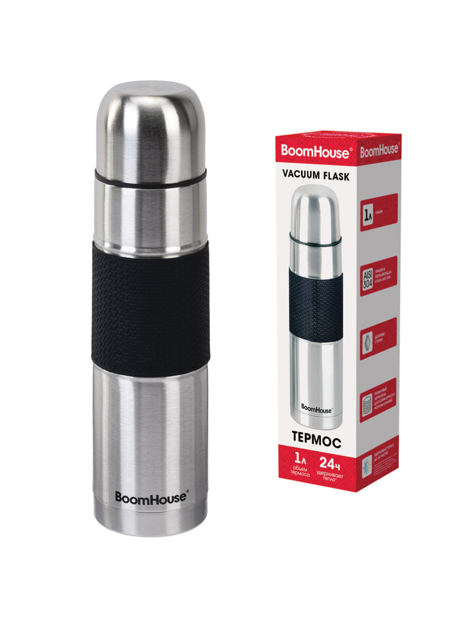 Термос BoomHouse для чая и кофе 1 литр из нержавеющей стали походный - фото 3