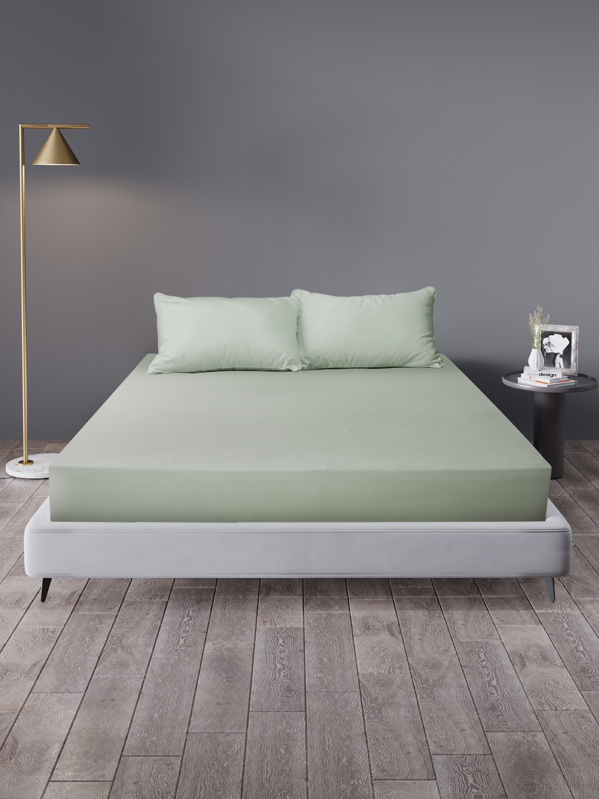 Изображение товара Простыня на резинке Mrs.Stretch Mr.Jersy Оливковый 160x200 см