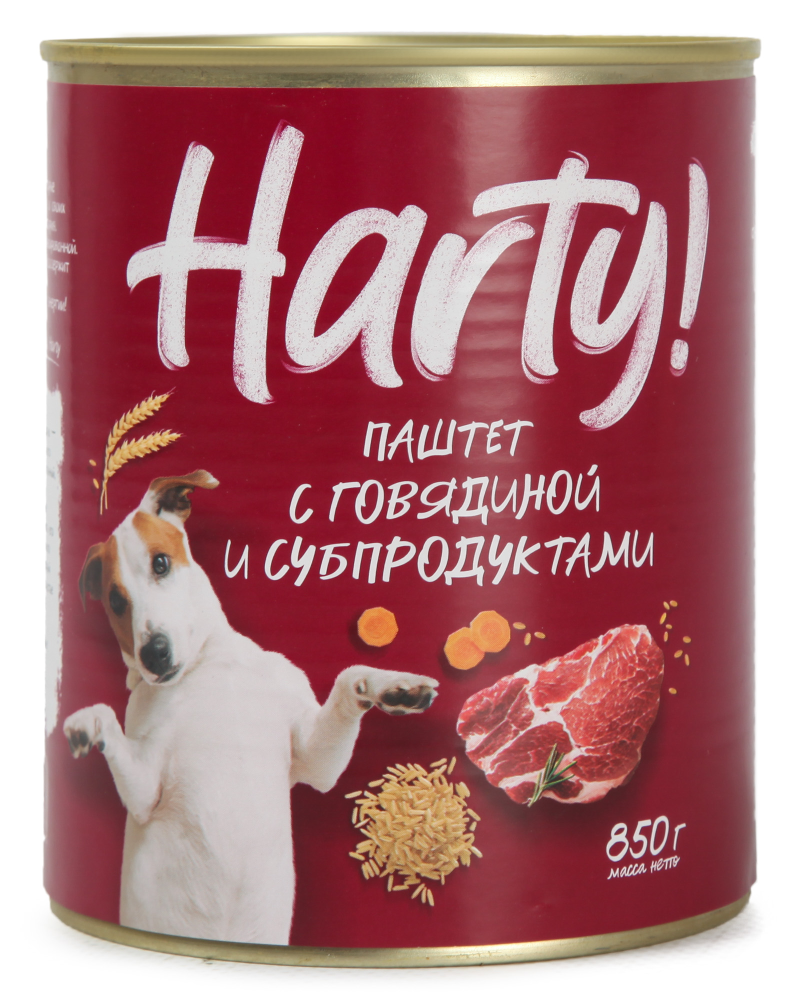 Корм для собак всех пород Harty консервированный полнорационный паштет с говядиной и субпродуктами 850г - фото 1