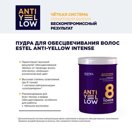 Пудра ESTEL anti- yellow для обесцвечивания волос intense до 8 тонов 500 г