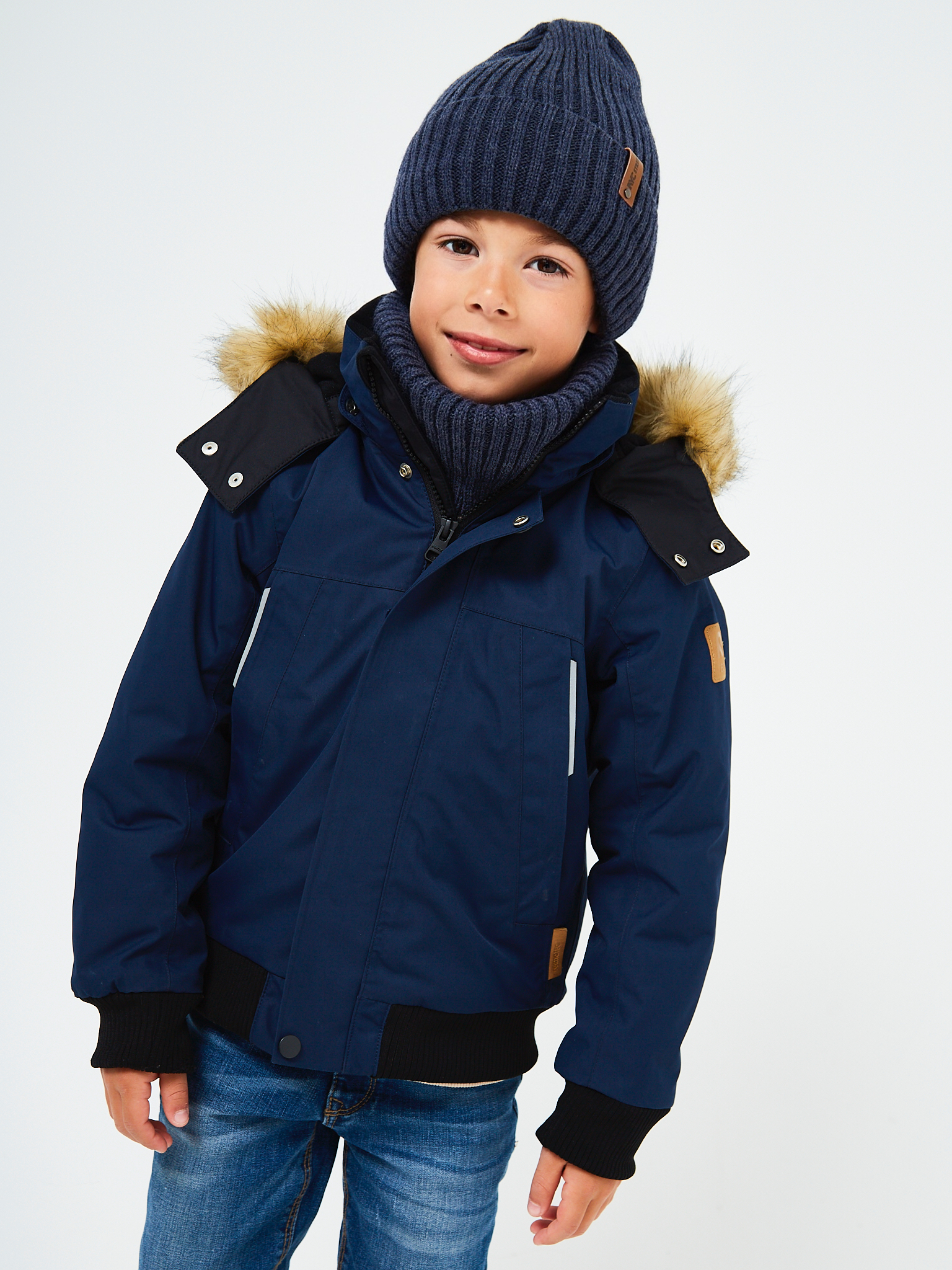 Шапка и снуд NYCkids NYC-H-104-GplainW-DblueB - фото 11