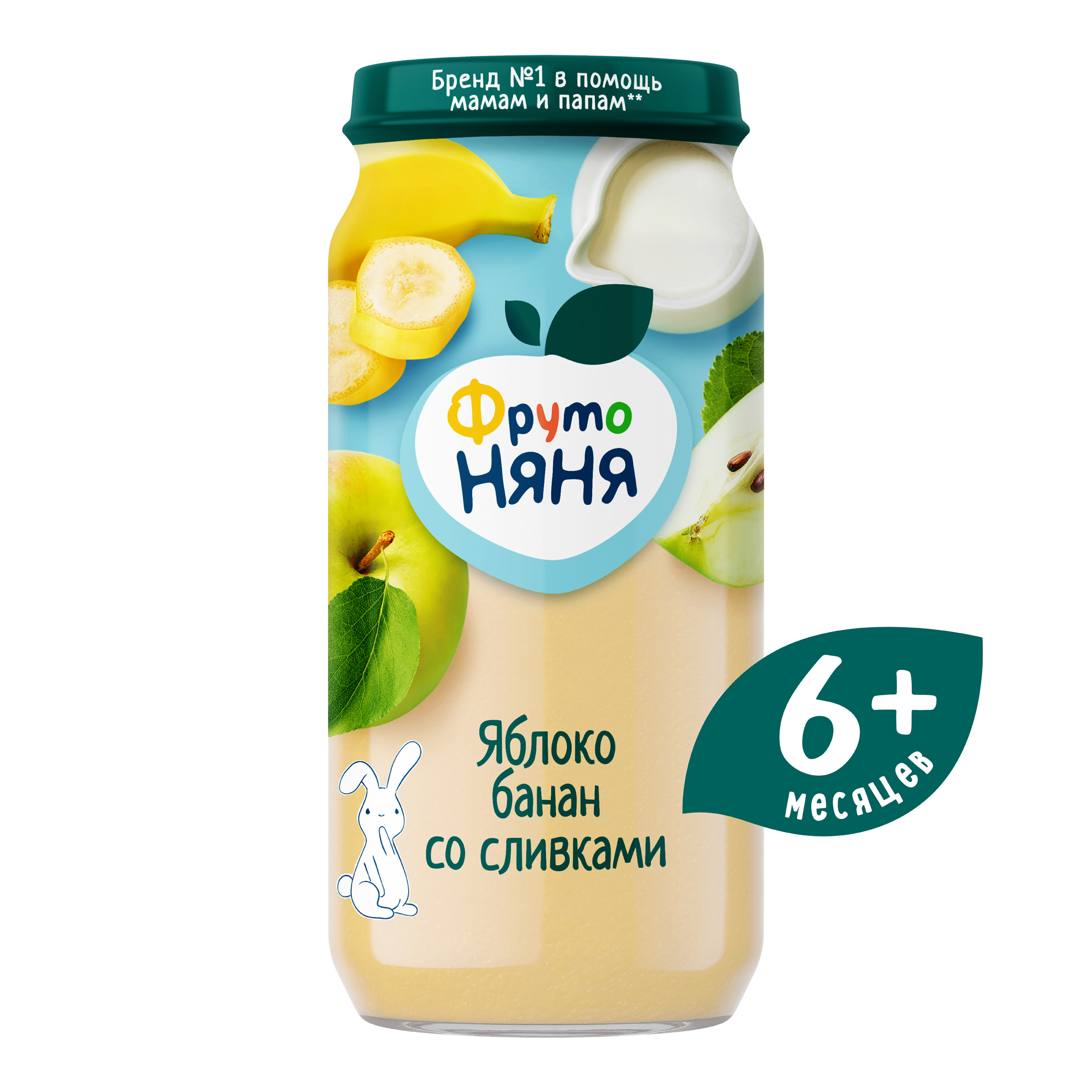 Пюре ФрутоНяня Яблоки и бананы со сливками с 6 мес 250 г - фото 1
