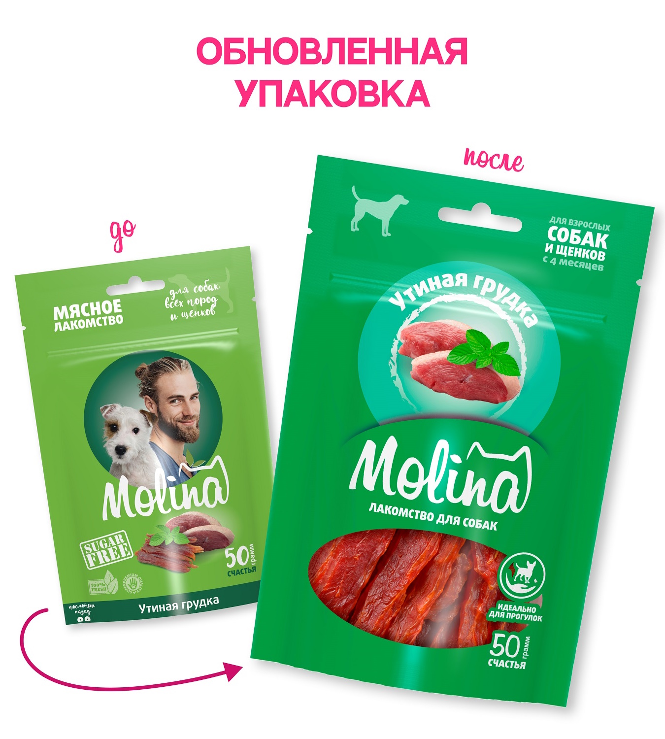 Лакомство для собак и щенков Molina утиная грудка 50г - фото 5